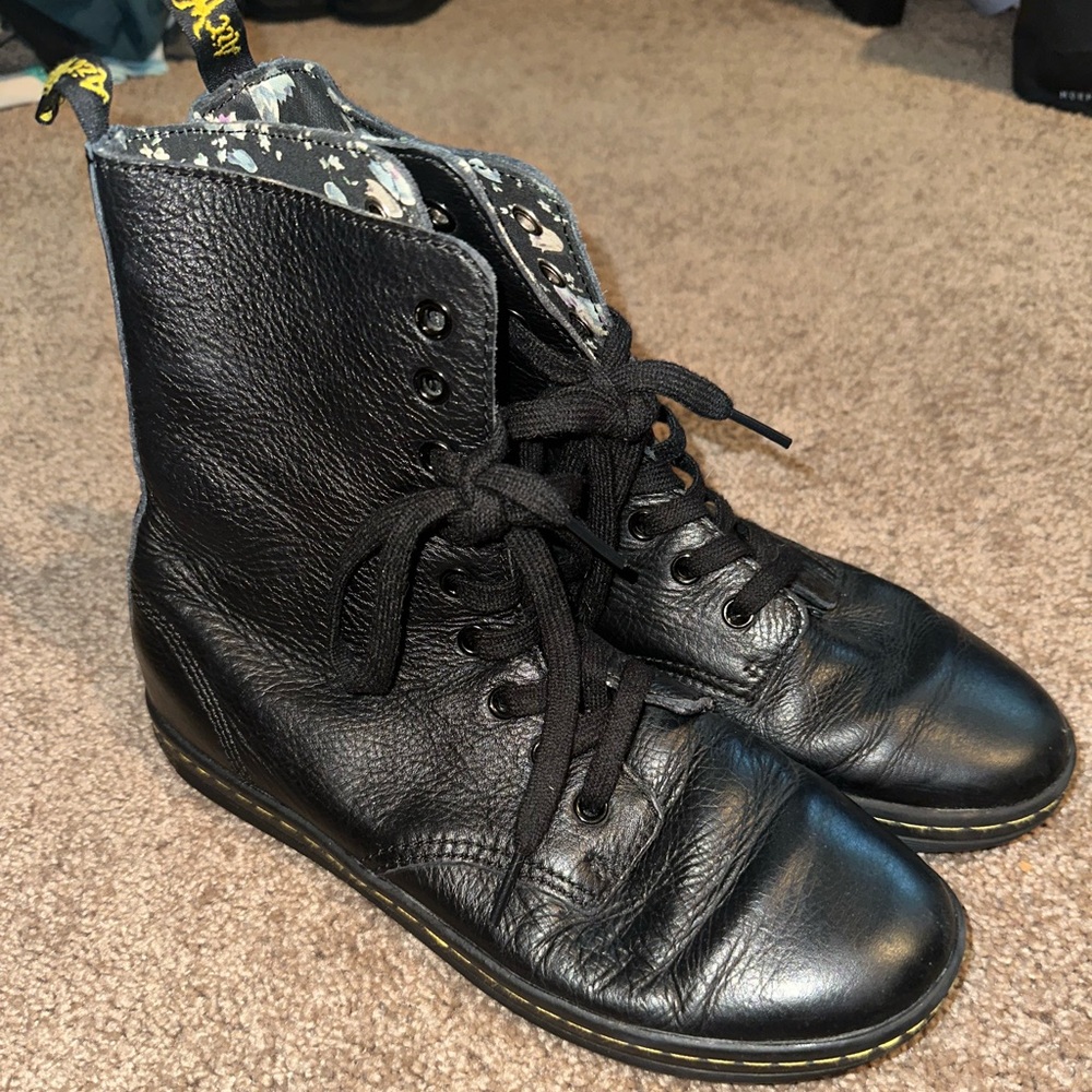 - Dr. marten low heel sneaker boot with floral accent